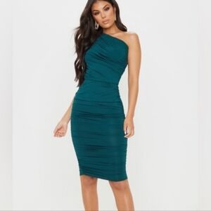 Emerald Green Ruched Dress